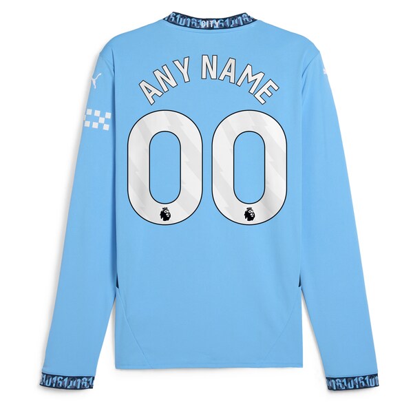 Manchester City Puma 2024/25 Home Replica Long Sleeve Custom Jersey - Light Blue - Image 4