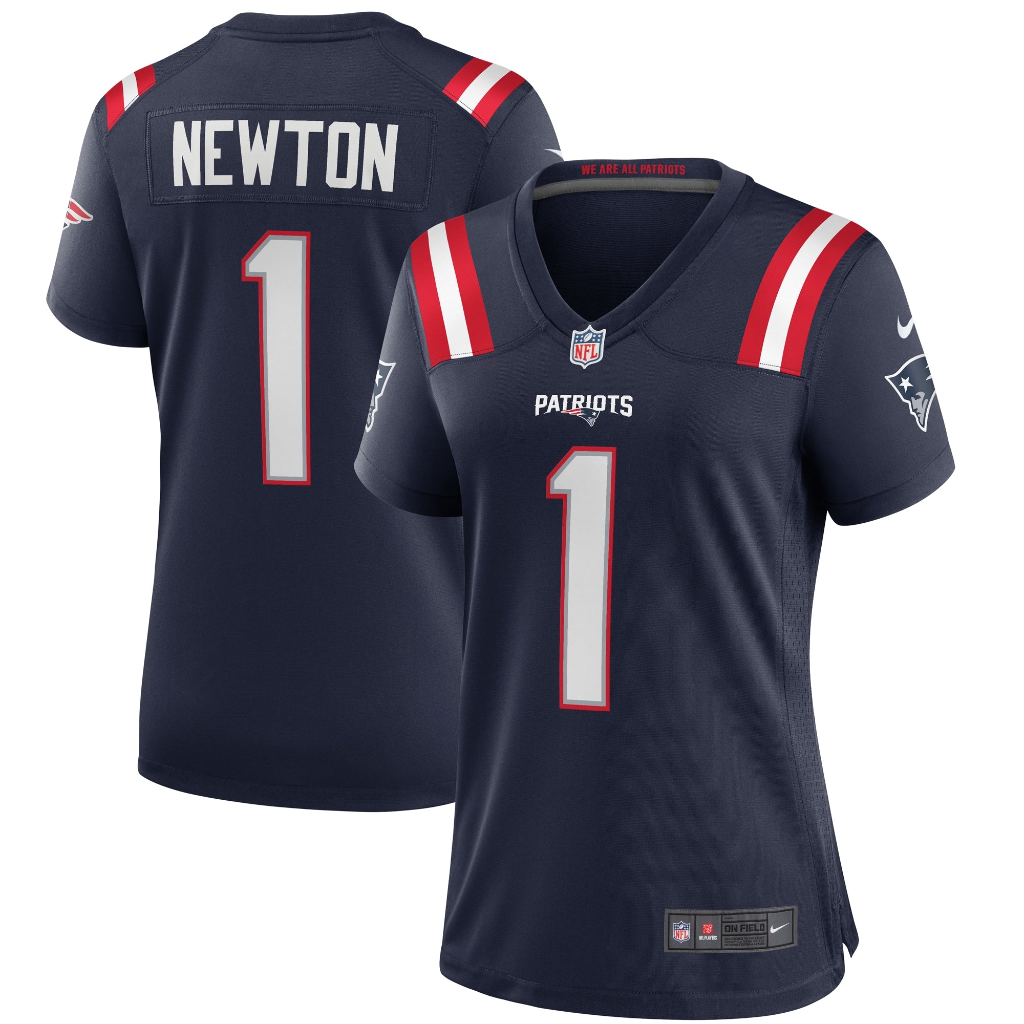 Cam Newton New England Patriots Nike Women's Alternate Game Jersey - Red/Navy - Image 6