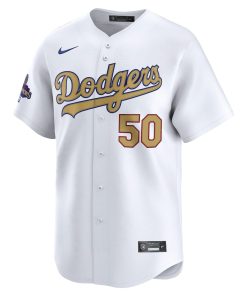 Alternative view of Mookie Betts Los Angeles Dodgers Nike 2025 Gold Collection Limited Jersey ¨C White