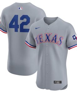 Texas Rangers Nike Road 2024 Jackie Robinson Day Elite Jersey - Gray