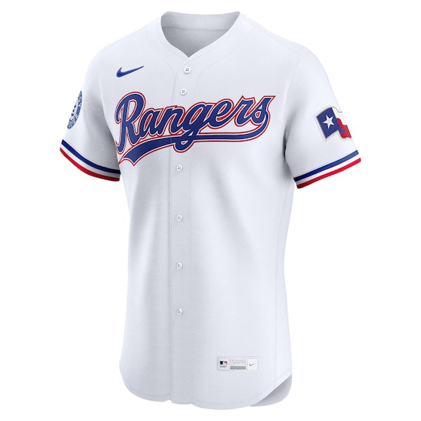 Texas Rangers Nike Home Elite Sponsor Patch Custom Jersey - White - Image 2