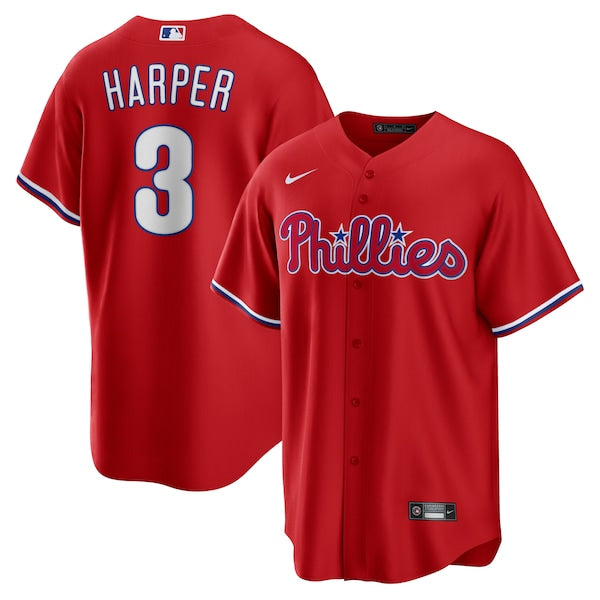 Bryce Harper Philadelphia Phillies Nike Alternate Replica Player Name Jersey - Red/Cream/White - Image 2