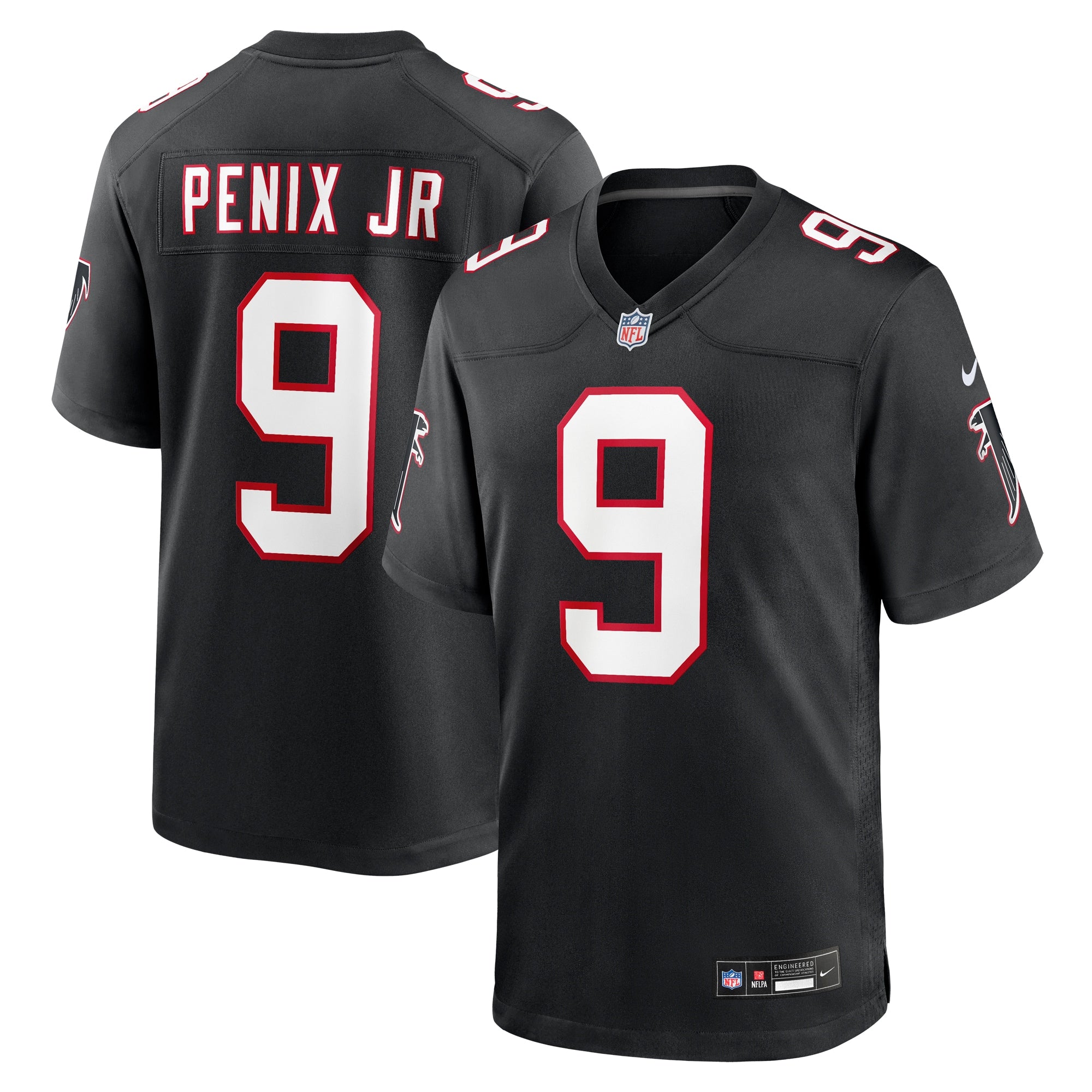 Michael Penix Jr. Atlanta Falcons Nike Game Jersey - White/Black/Red - Image 7