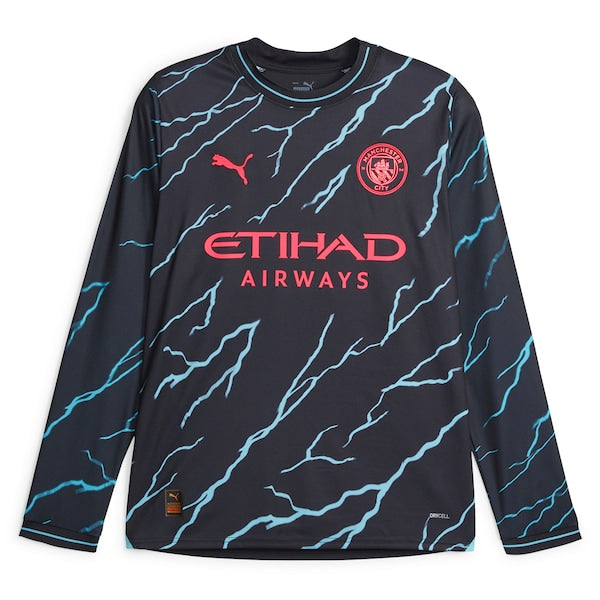 Juli¨¢n ¨¢lvarez Manchester City Puma 2023/24 Third Replica Long Sleeve Player Jersey - Navy - Image 2