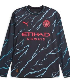Alternative view of Manchester City Puma 2023/24 Third Long Sleeve Replica Custom Jersey - Navy
