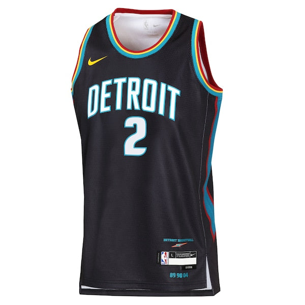 Cade Cunningham Detroit Pistons Nike Youth 2025/26 City Edition Swingman Jersey - Black - Image 2