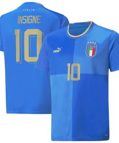 Lorenzo Insigne Italy National Team Puma Youth 2022/23 Home Replica Player Jersey - Blue