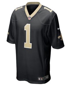 Alternative view of Number 1 Groom New Orleans Saints Nike Game Jersey - Black