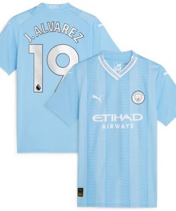 Juli¨¢n ¨¢lvarez Manchester City Puma Women's 2023/24 Home Replica Player Jersey - Sky Blue