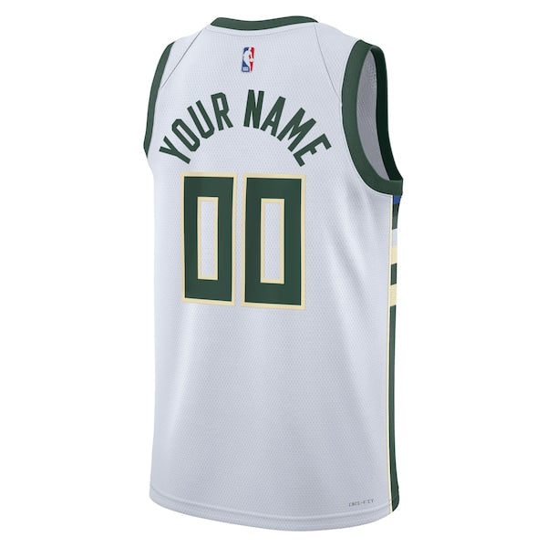 Milwaukee Bucks Nike Unisex Swingman Custom Jersey White - Association Edition - Image 3