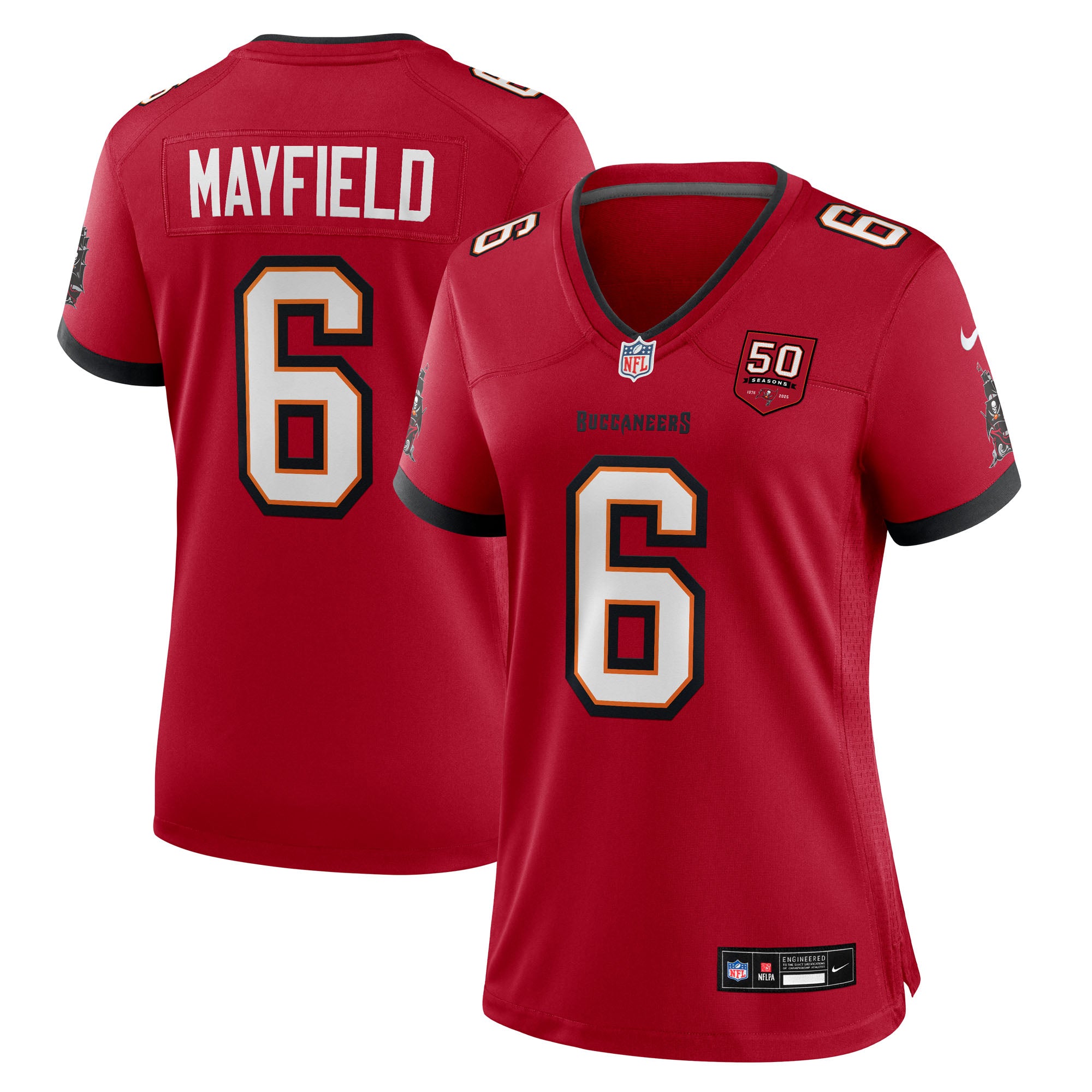 Baker Mayfield Tampa Bay Buccaneers Nike Women's 50th Season White Game Jersey - White/Red - Image 6