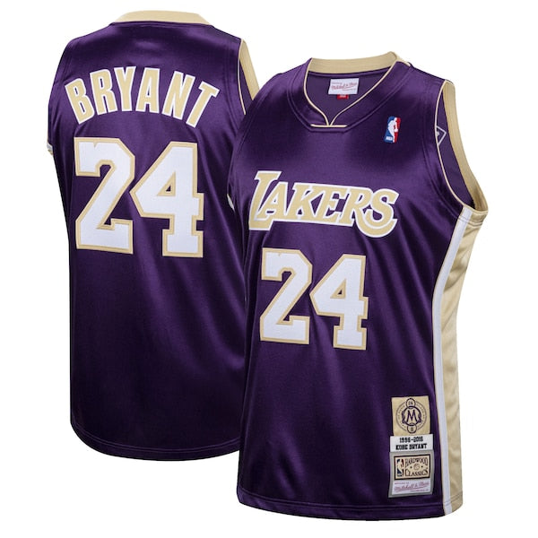 Kobe Bryant Los Angeles Lakers Hall of Fame Class of 2020 #24 Authentic Hardwood Classics Jersey - Purple/Gold - Image 2