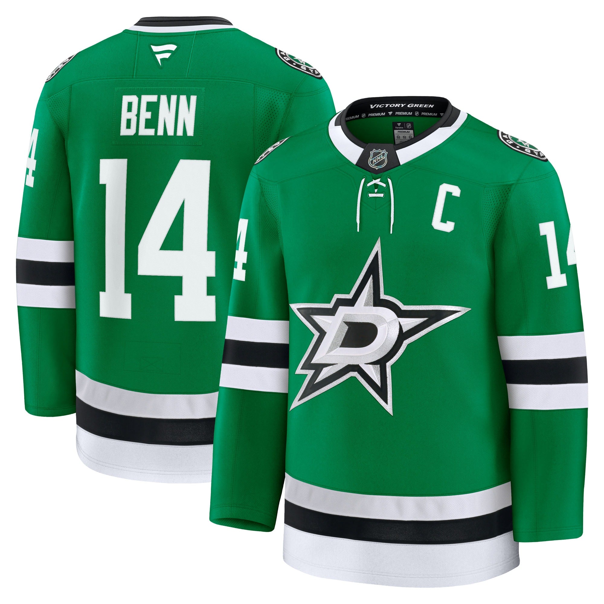 Jamie Benn Dallas Stars Alternate Premium Jersey - Black/Kelly Green - Image 8