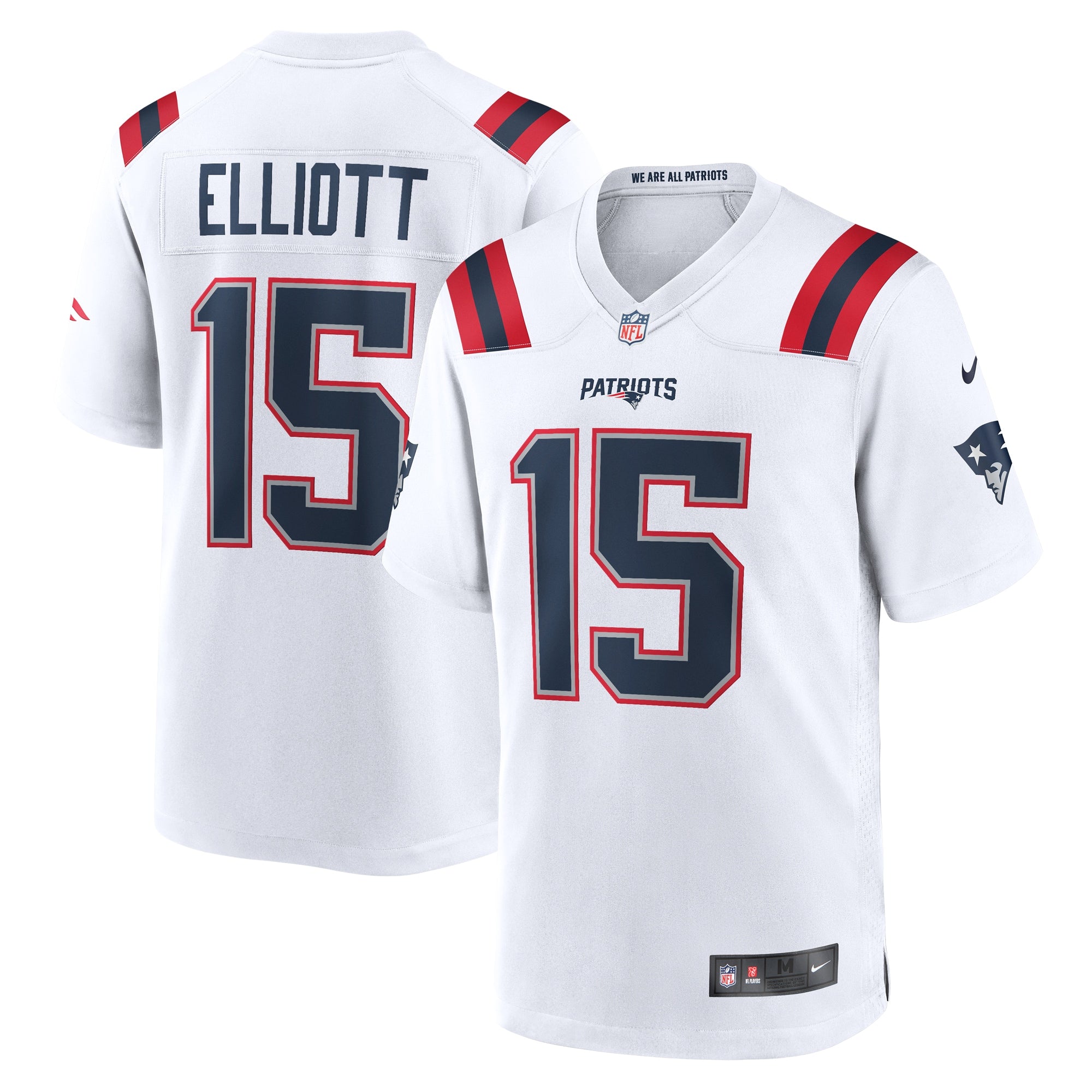 Ezekiel Elliott New England Patriots Nike Male Adult Alternate Game Player Jersey - Red/Navy/White - Image 8