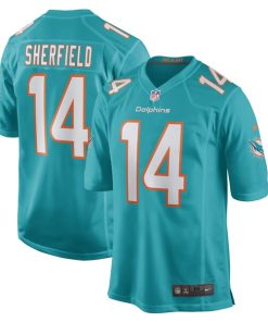 Trent Sherfield Miami Dolphins Nike Game Player Jersey - Aqua