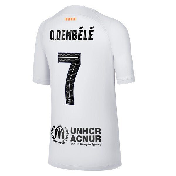 Ousmane Dembele Barcelona Nike Youth 2022/23 Third Breathe Stadium Replica Player Jersey - Gray - Image 3