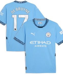 Alternative view of Kevin De Bruyne Manchester City Puma 2024/25 Home Replica Player Jersey - Light Blue