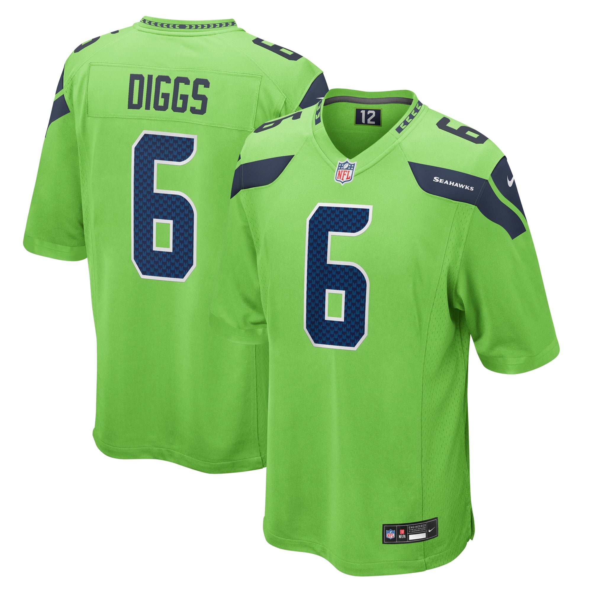Quandre Diggs Seattle Seahawks Nike Game Jersey - College Navy/Green - Image 5