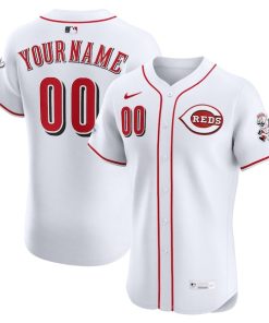Cincinnati Reds Nike Home Elite Sponsor Patch Custom Jersey - White