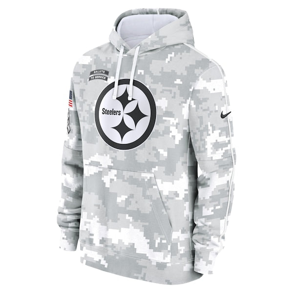 Pittsburgh Steelers Nike 2024 Salute to Service Club Fleece Pullover Hoodie - Arctic Camo - Image 2