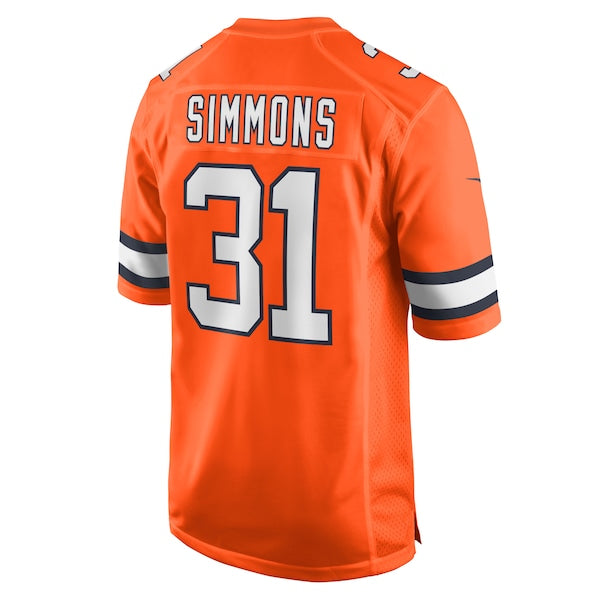 Justin Simmons Denver Broncos Nike Alternate Game Jersey - Orange/Navy - Image 4