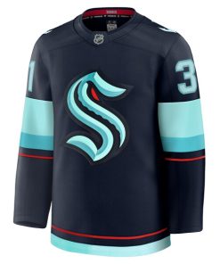 Alternative view of Philipp Grubauer Seattle Kraken  Home Premium Jersey - Deep Sea Blue