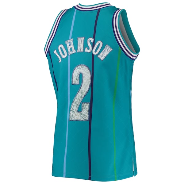 Larry Johnson Charlotte Hornets 1996/97 Hardwood Classics NBA 75th Anniversary Diamond Swingman Jersey - Teal - Image 3