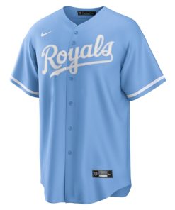 Alternative view of Kansas City Royals Nike Alternate Replica Team Logo Jersey - Light Blue