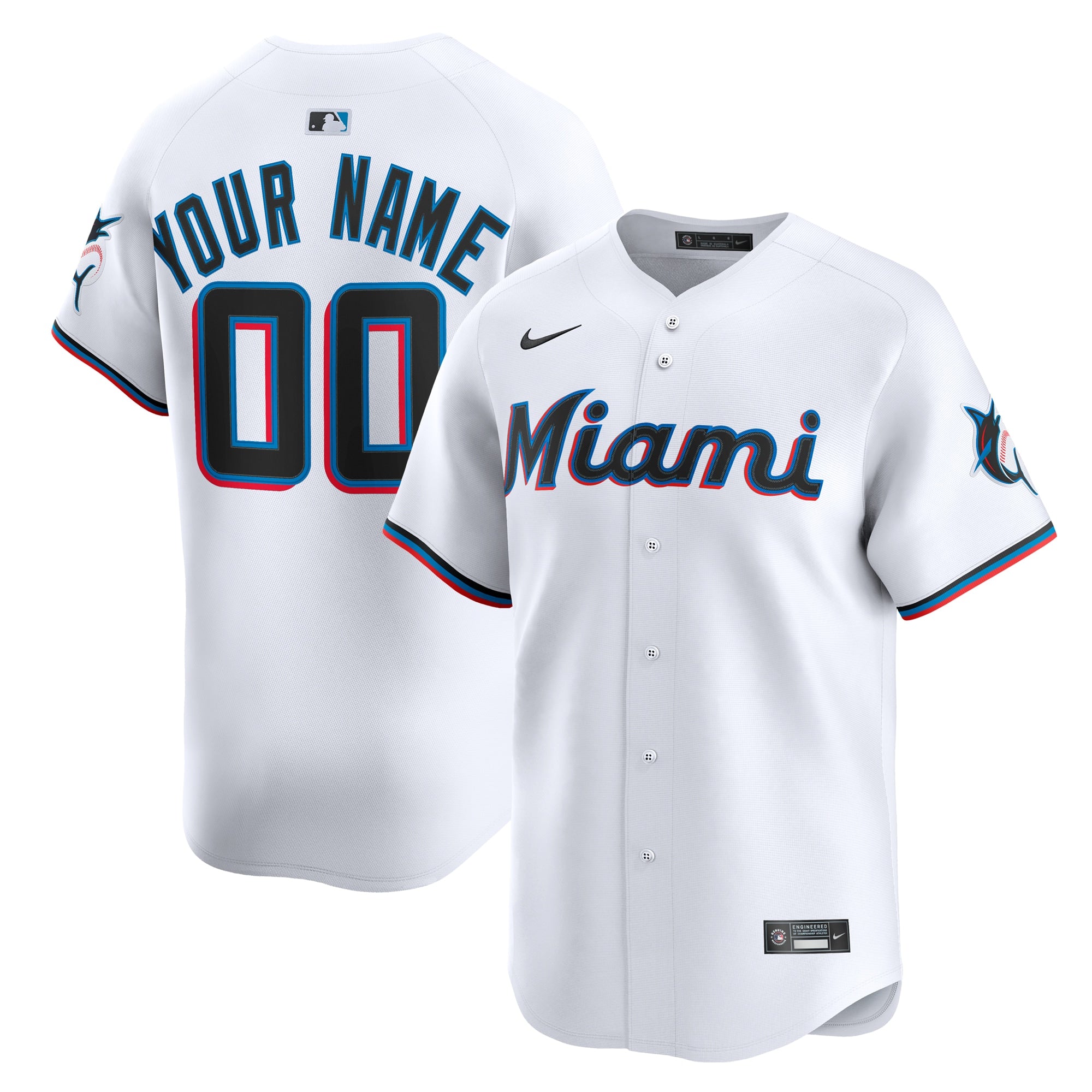 Miami Marlins Nike Alternate Limited Custom Jersey - Black/White - Image 6