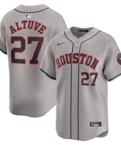 Alternative view of Jose Altuve Houston Astros Nike Away Limited Player Jersey - Gray/White