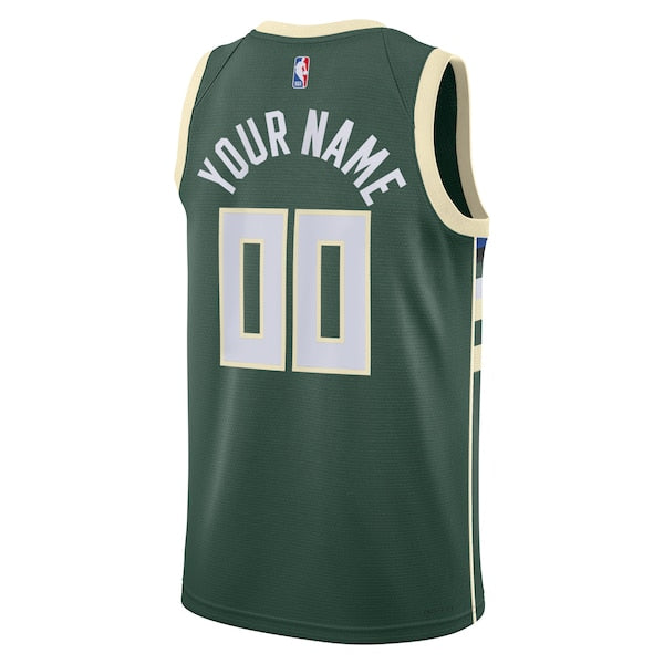 Milwaukee Bucks Nike Unisex Swingman Custom Jersey Hunter Green - Icon Edition - Image 3