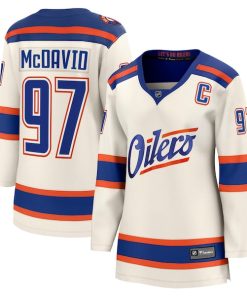 Connor McDavid Edmonton Oilers  Women's Alternate Breakaway Jersey - Light Beige/Royal