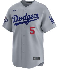 Alternative view of Freddie Freeman Los Angeles Dodgers Nike 2025 World Series Champions Limited Jersey - Grey