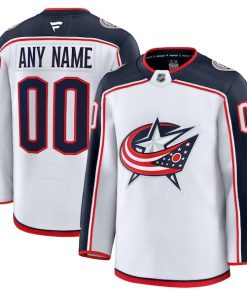 Alternative view of Columbus Blue Jackets  Away Premium Custom Jersey - White/Navy