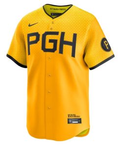Alternative view of Paul Skenes Pittsburgh Pirates Nike City Connect Limited Player Jersey - Gold