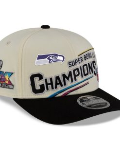 Seattle Seahawks New Era Super Bowl LX Champions Locker Room Trophy Collection 9SEVENTY Adjustable Hat - Cream/Black