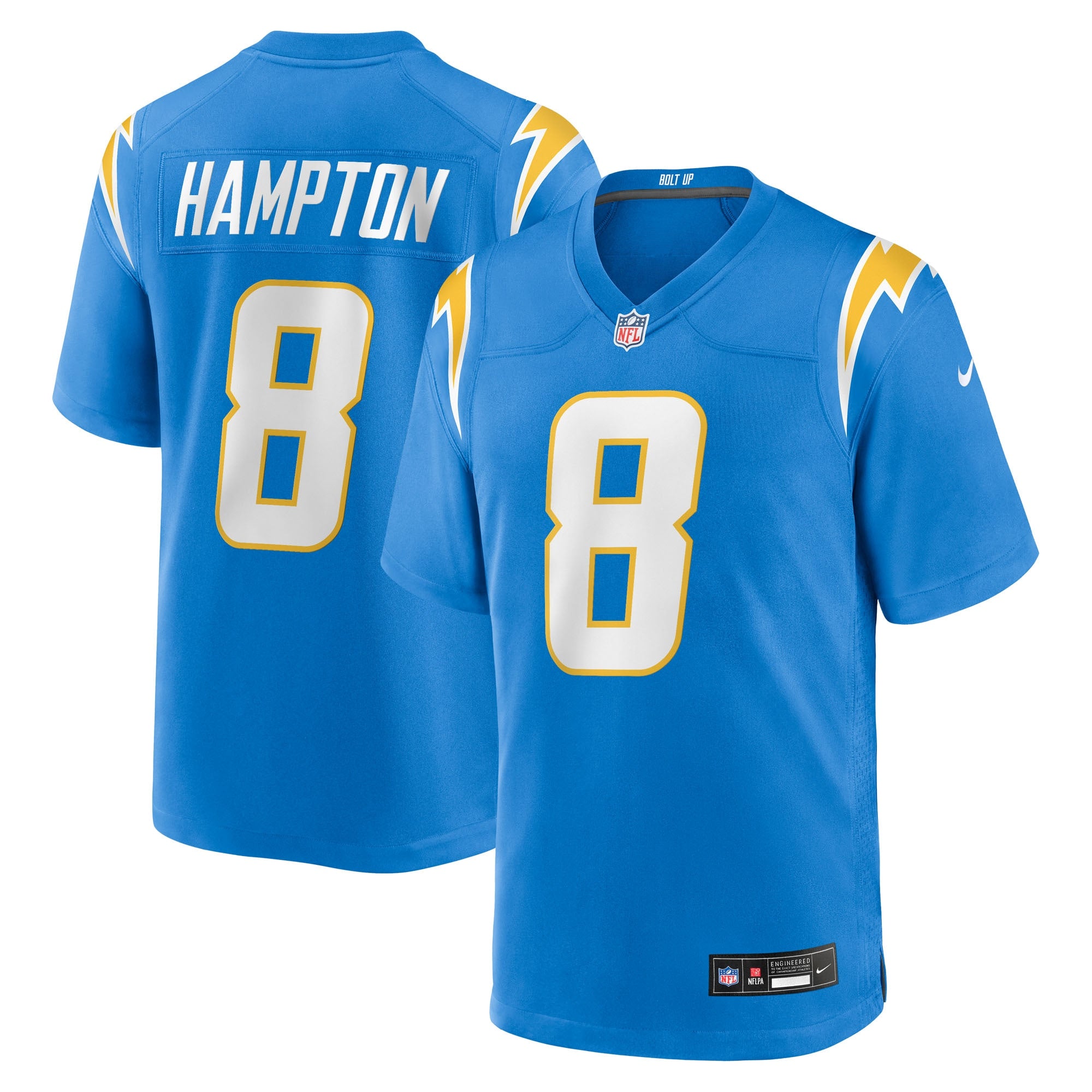 Omarion Hampton Los Angeles Chargers Nike Alternate Charger Power Game Player Jersey - Gold/Powder Blue - Image 5