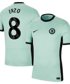 Alternative view of Enzo Fern¨¢ndez Chelsea Nike 2023/24 Away Stadium Replica Player Jersey - Navy/Blue/Mint
