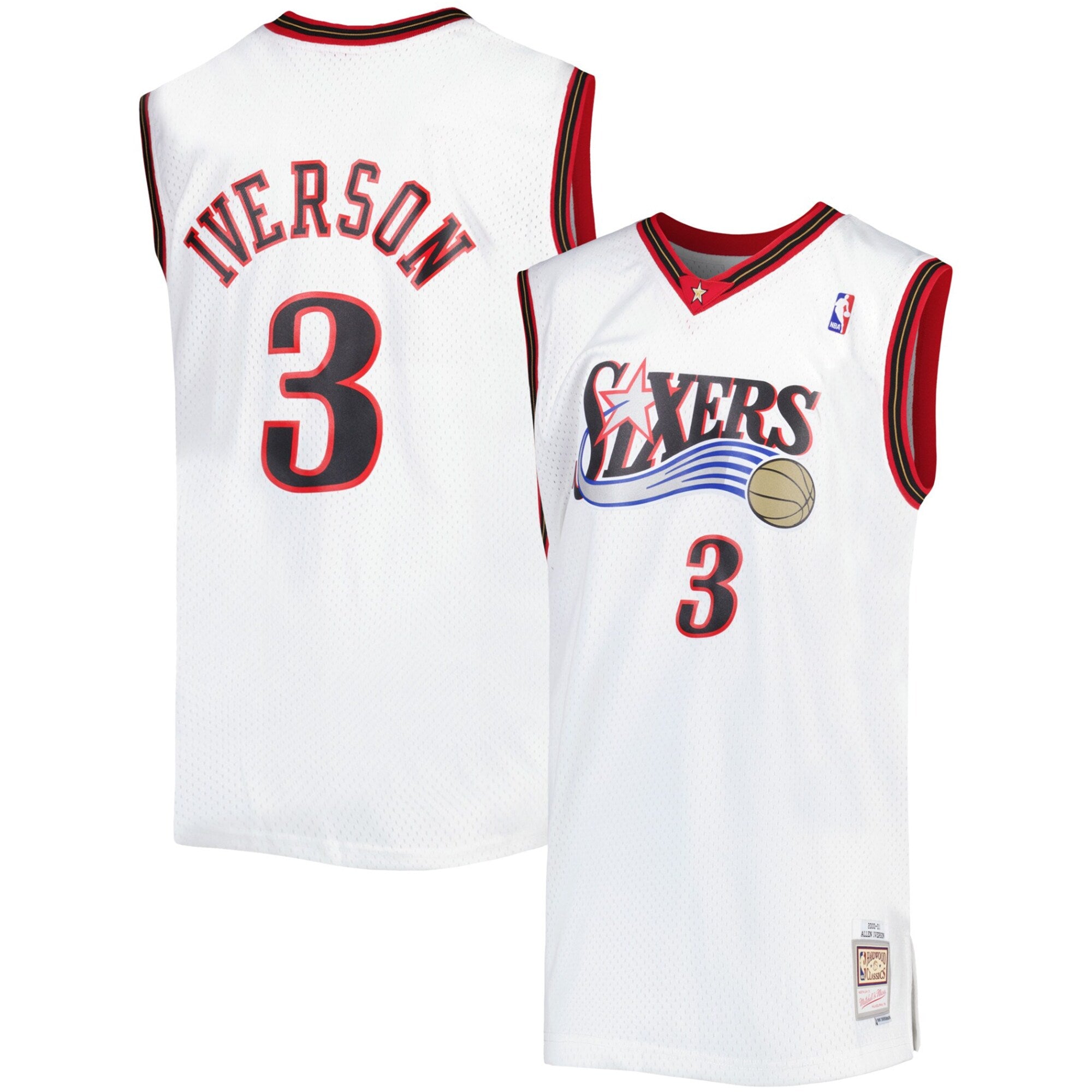 Allen Iverson Philadelphia 76ers 1996/97 Big & Tall Hardwood Classics Swingman Jersey - Royal/Black/Red/White - Image 10