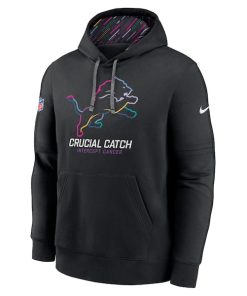 Alternative view of Detroit Lions Nike 2024 NFL Crucial Catch Club Pullover Hoodie - Black