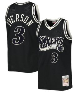 Allen Iverson Philadelphia 76ers Hardwood Classics Off-Court Swingman Jersey - Black