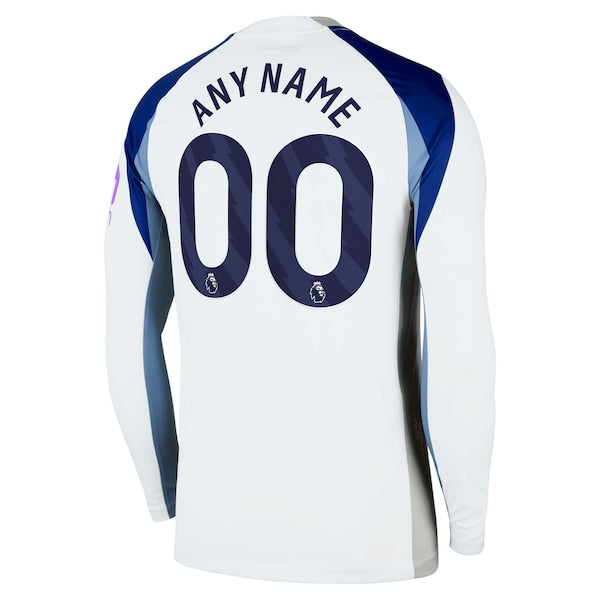 Tottenham Hotspur Nike 2025/26 Home Replica Long Sleeve Custom Jersey - White - Image 2