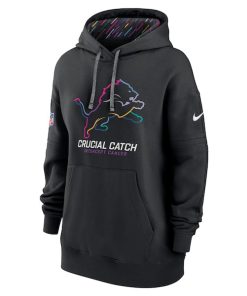 Alternative view of Detroit Lions Nike Women's 2024 NFL Crucial Catch Club Pullover Hoodie - Black
