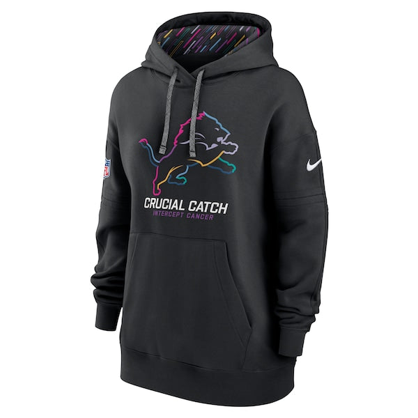 Detroit Lions Nike Women's 2024 NFL Crucial Catch Club Pullover Hoodie - Black - Image 2