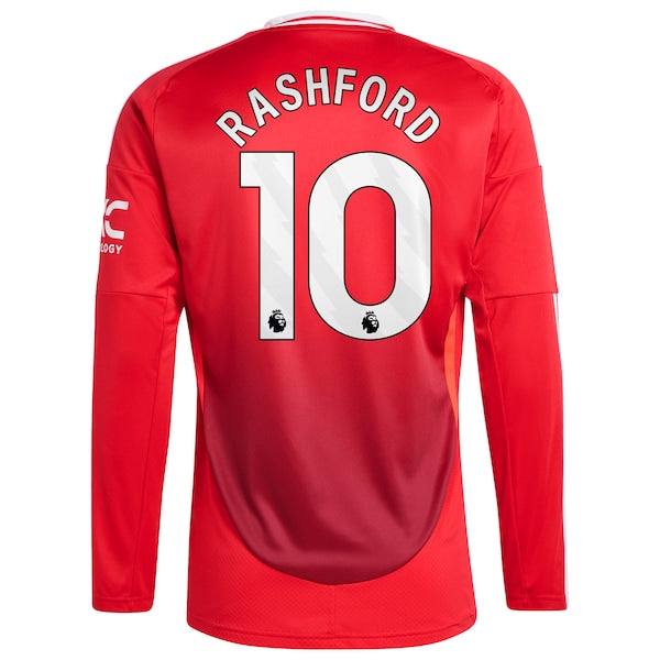 Marcus Rashford Manchester United 2024/25 Home Long Sleeve Replica Player Jersey - Red - Image 4
