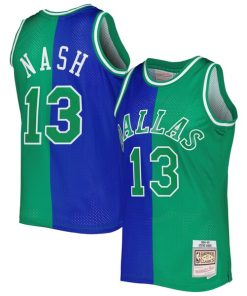 Alternative view of Steve Nash Dallas Mavericks Hardwood Classics 1998/99 Split Swingman Jersey - Blue/Green