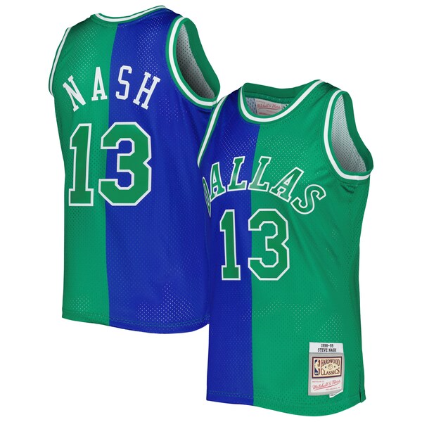 Steve Nash Dallas Mavericks Hardwood Classics 1998/99 Split Swingman Jersey - Blue/Green - Image 2