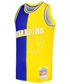 Alternative view of Chris Mullin Golden State Warriors Hardwood Classics 1993/94 Split Swingman Jersey - Royal/Gold