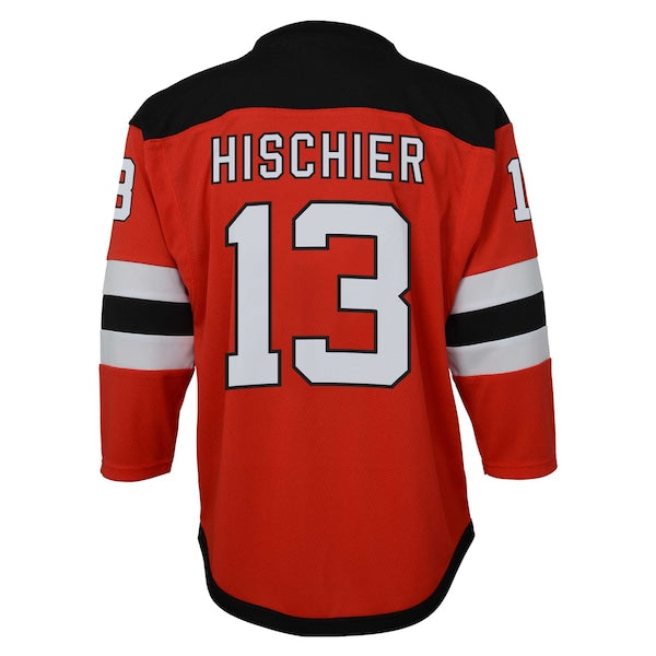 Nico Hischier New Jersey Devils Youth Captain Patch Home Replica Player Jersey - Red - Image 3