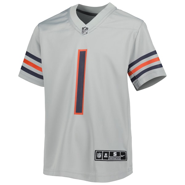 Justin Fields Chicago Bears Nike Youth Inverted Game Jersey - Gray - Image 3